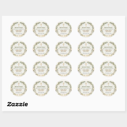 Mi Bautizo Stickers Personalized Baptism Labels (Blatt)