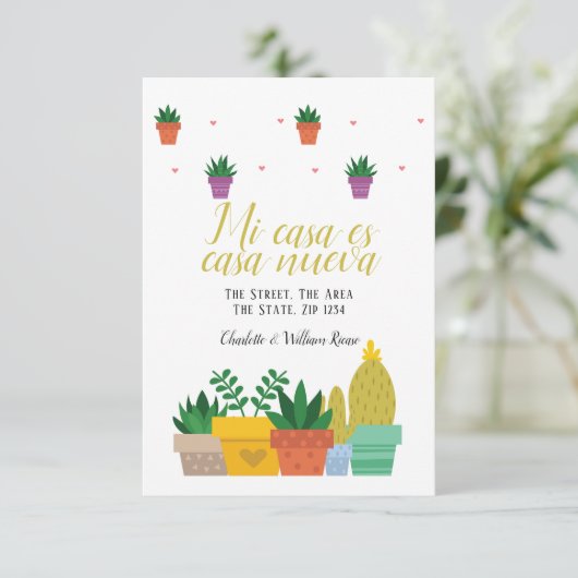 Mi casa es casa nueva Neue Zuhause-Adresse Ankündigung (Stehend Vorderseite)