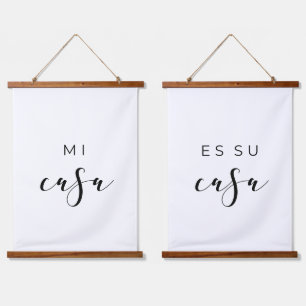 Mi casa es su casa elegant wandteppich mit holzrahmen