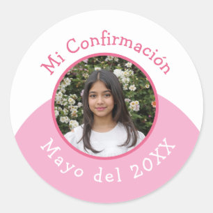 Mi Confirmación con Foto y Fecha Runder Aufkleber