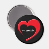 Mi Corazón II Magnet (rot auf schwarz) (Vorderseite/Rückseite)