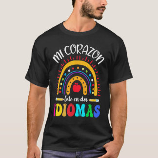 Mi corazon late en dos idiomas zweisprachiges Span T-Shirt