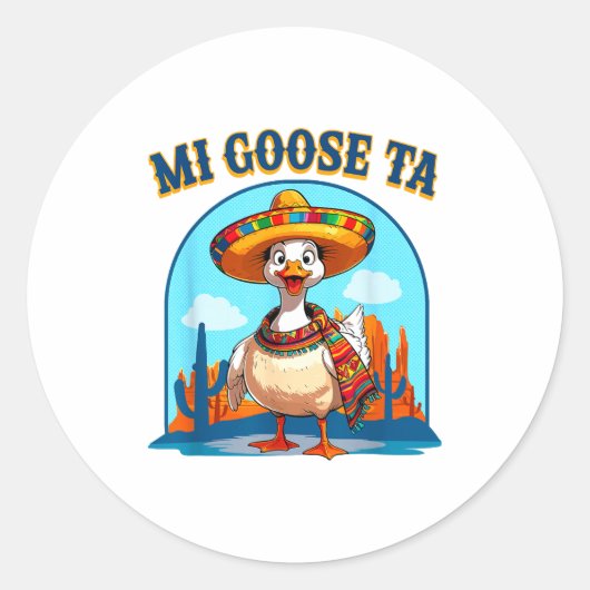 Mi Goose Ta Funny Fiesta Goose Pun Shirt Sombrero Runder Aufkleber (Vorderseite)