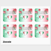 Mi Manchi! Italien Flaggenfarben Pop Art Quadratischer Aufkleber (Blatt)