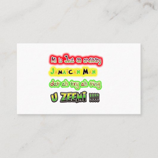 Mi Nur ein gewöhnlicher jamaikanischer Mann Data a Treuekarte (Vorderseite)