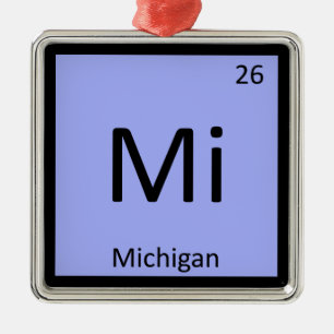Mi - Periodensystem der Chemie des Staates Michiga Silbernes Ornament