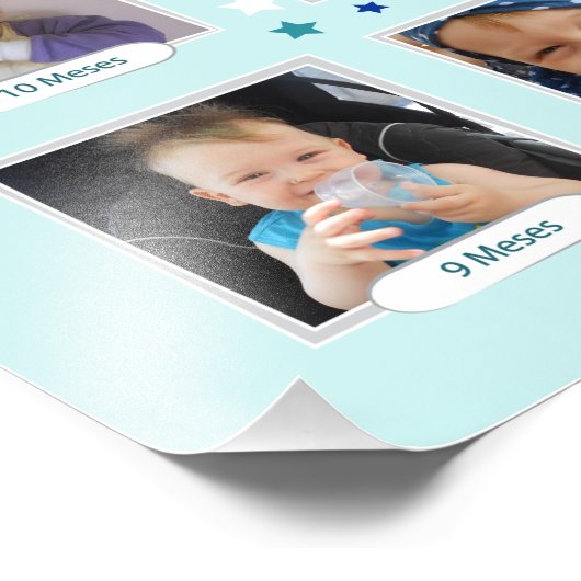 Mi primer año, Blue Baby Collage, Español, Spanisc Fotodruck (Ecke)