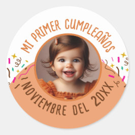 Mi Primer Cumple Foto Runder Aufkleber