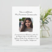 Mi Primera Comunión con foto Cruz y Flores Einladung (Stehend Vorderseite)