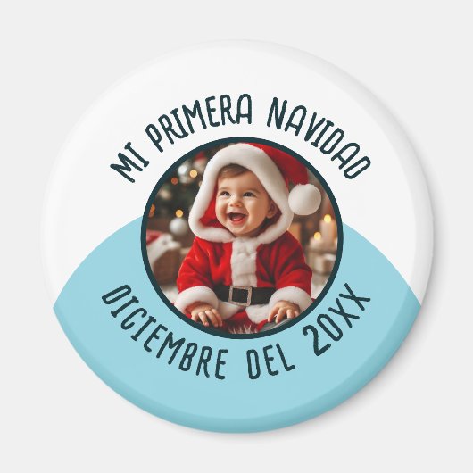 Mi Primera Navidad con Foto y Año Magnet (Vorne)