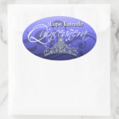 Mi Quinceañera Sparkling Tiara (Orchid) Party Ovaler Aufkleber (Tasche)