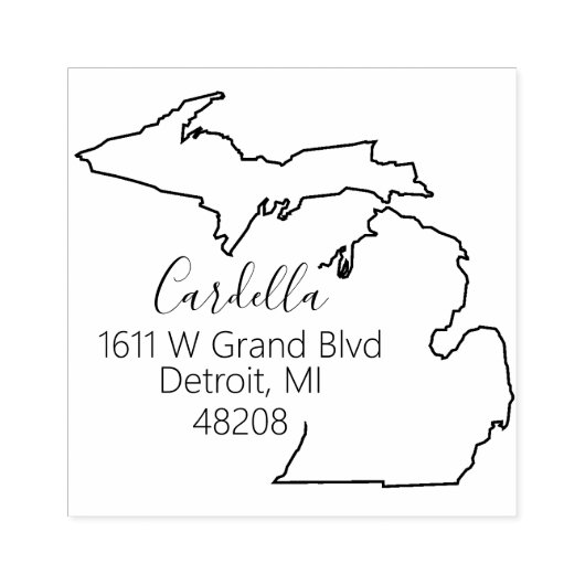 MI | Staat der Briefmarke der Rücksendeadresse Mic Gummistempel (Prägung)