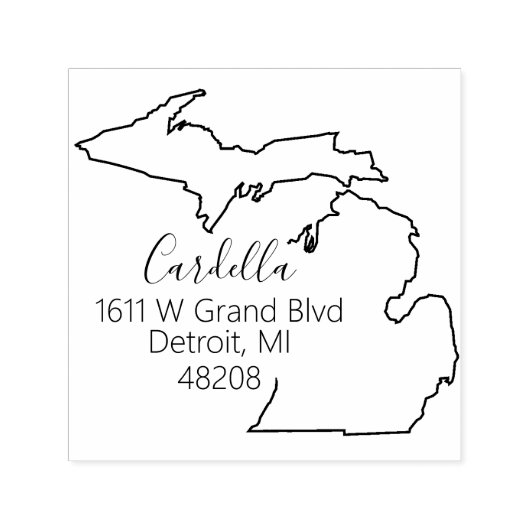 MI | Staat der Briefmarke der Rücksendeadresse Mic Permastempel (Design)