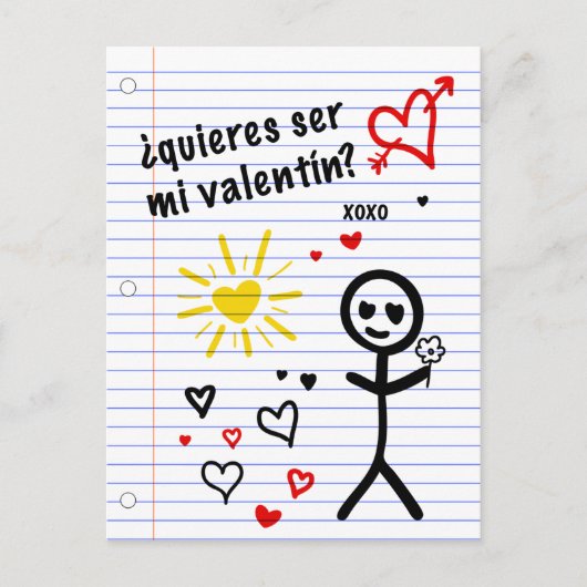 mi valentin bocetos de papel de cuaderno postkarte (Vorderseite)