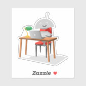 Mia an einem Schreibtisch Aufkleber (Blatt)