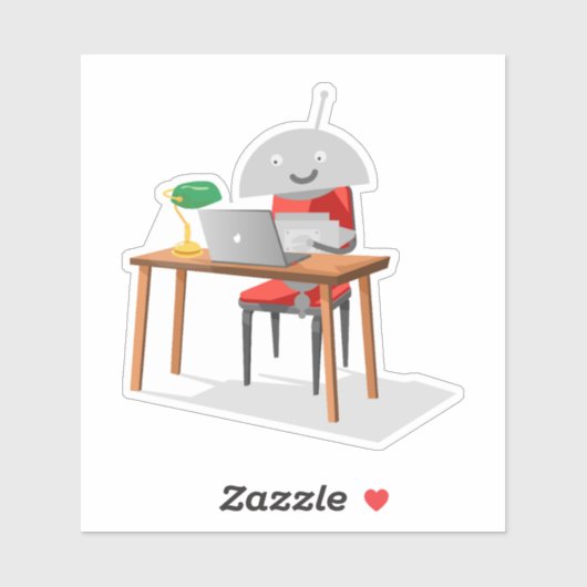 Mia an einem Schreibtisch Aufkleber (Blatt)