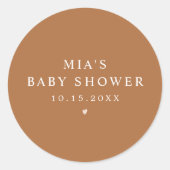MIA Arched Boho Terracotta Baby Shower Runder Aufkleber (Vorderseite)