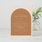 MIA Arched Burnt Orange Modern Baby Shower Einladung (Stehend Vorderseite)