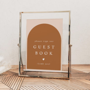 MIA Arched Burnt Orange Modern Guestbook Sign Poster