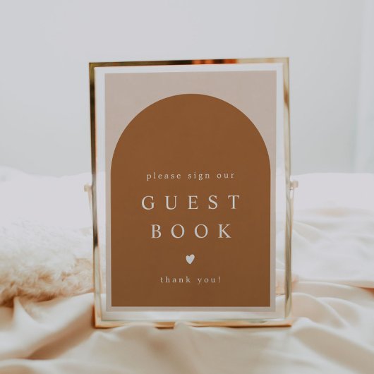 MIA Arched Burnt Orange Modern Guestbook Sign Poster