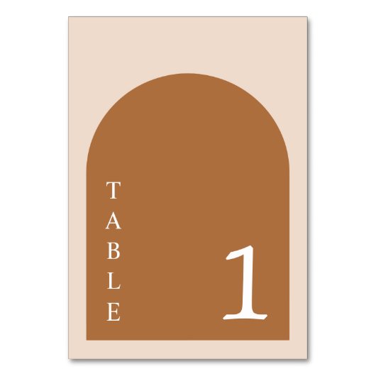 MIA Arched Burnt Orange Moderne Favoriten Zeichen Tischnummer (Vorderseite)