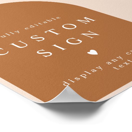 MIA Arted Burnt Orange Modern Custom Text Sign Poster (Ecke)