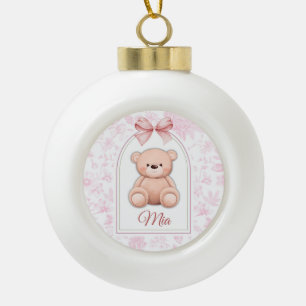 Mia   Benutzerdefiniertes rosa Teddy-Bär-Kinderzim Keramik Kugel-Ornament