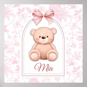 Mia   Benutzerdefiniertes rosa Teddy-Bär-Kinderzim Poster