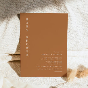 Mia - Burnt Orange Moderne Minimalistische Babydus Einladung