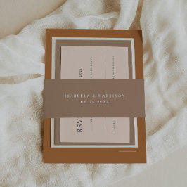 MIA Earth Tone Taupe Hochzeitseinladung Einladungsbanderole