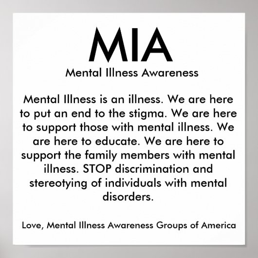 MIA, Mental Illness Awareness, Mental Illness i... Poster (Vorne)