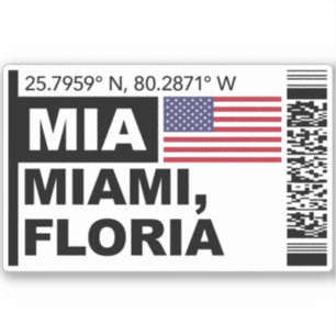 MIA Miami Boarding Pass - Florida Reise Aufkleber