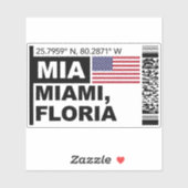 MIA Miami Boarding Pass - Florida Reise Aufkleber (Blatt)