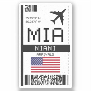 MIA Miami, Florida Airport Boarding Pass Aufkleber