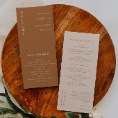 MIA Modern Boho Burnt Orange Beige Wedding Program Menükarte