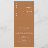 MIA Modern Boho Burnt Orange Beige Wedding Program Menükarte (Vorderseite)