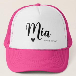 Mia Name bedeutet Minimal moderne Script Cap Girls Truckerkappe