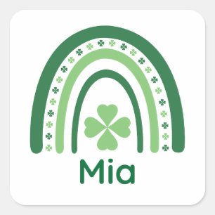 Mia Name Clover Boho Rainbow Quadratischer Aufkleber