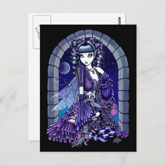 "Mia" Twilight Moon Fairy & Kitty Postcard Postkarte (Vorne/Hinten)
