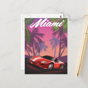 Miami 1990er Jahre Sportwagen Postkarte