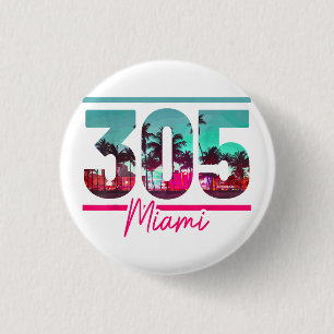 Miami 305 Area Code Florida Vintag Palmen Trees Pr Button