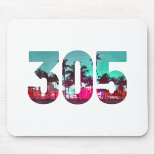 Miami 305 Area Code Florida Vintag Palmen Trees Pr Mousepad