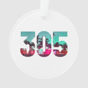 Miami 305 Area Code Florida Vintag Palmen Trees Pr Ornament