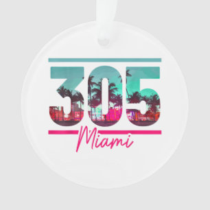 Miami 305 Area Code Florida Vintag Palmen Trees Pr Ornament