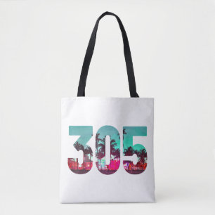 Miami 305 Area Code Florida Vintag Palmen Trees Pr Tasche