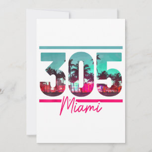 Miami 305 Vorwahl Florida Vintage Palmen Stolz Einladung