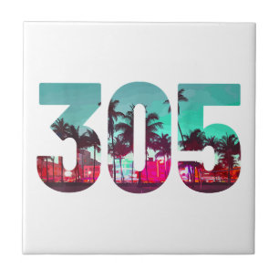 Miami 305 Vorwahl Florida Vintage Palmen Stolz Fliese