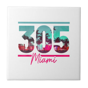 Miami 305 Vorwahl Florida Vintage Palmen Stolz Fliese