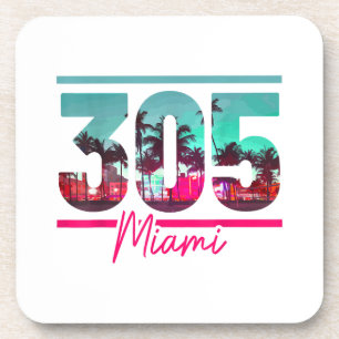 Miami 305 Vorwahl Florida Vintage Palmen Stolz Getränkeuntersetzer