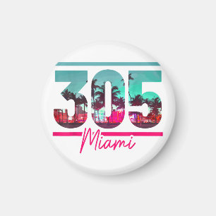 Miami 305 Vorwahl Florida Vintage Palmen Stolz Magnet